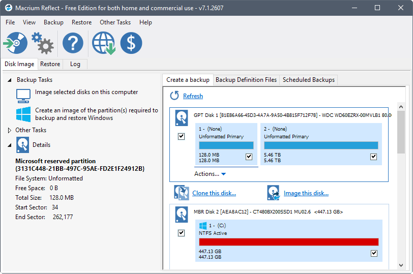 macrium reflect 7 free edition