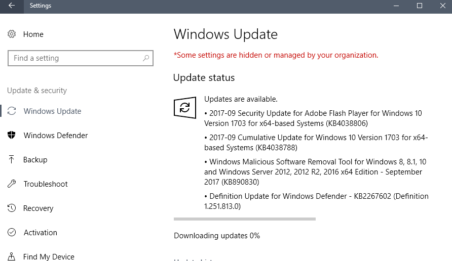 обновления безопасности Windows, сентябрь 2017 г.