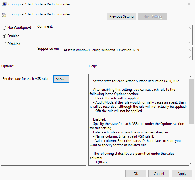 attack surface reduction policy