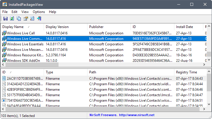installedpackagesview nirsoft