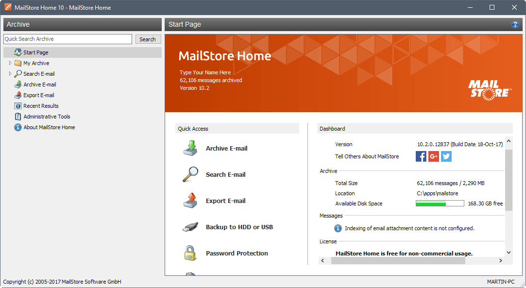 Mail backup software MailStore Home 10.2 released