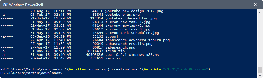 powershell change timestamp