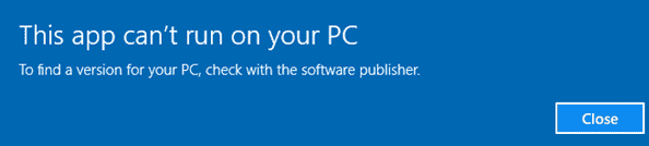 this app cant run on your pc