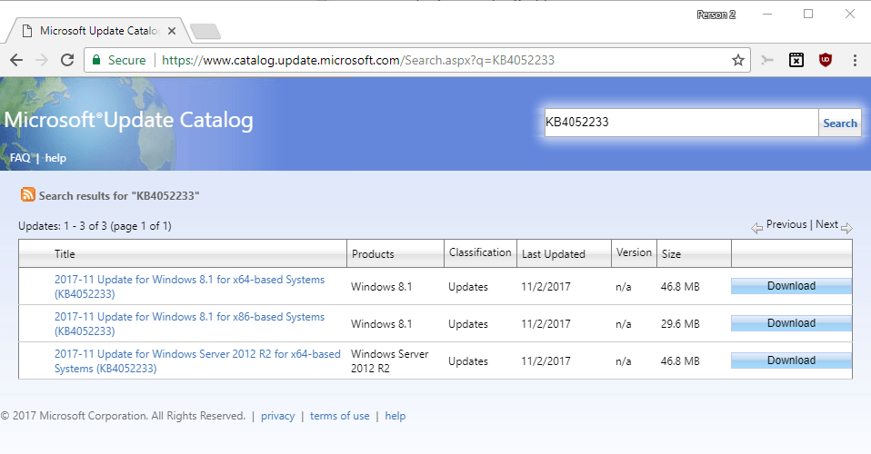 Microsoft-KB4052234 KB4052233 windows updates