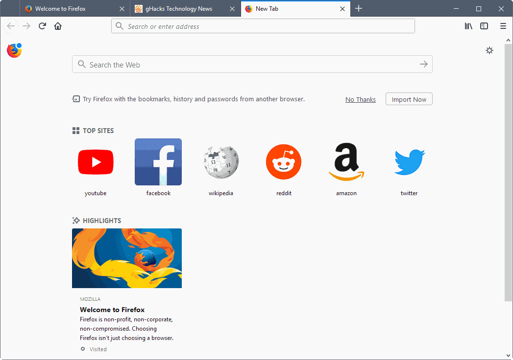 firefox 57 new tab page