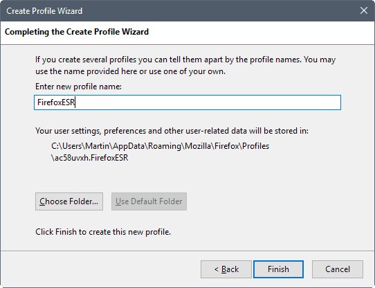 firefox ESR profile