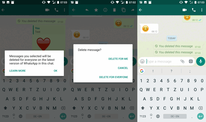 whatsapp delete messages