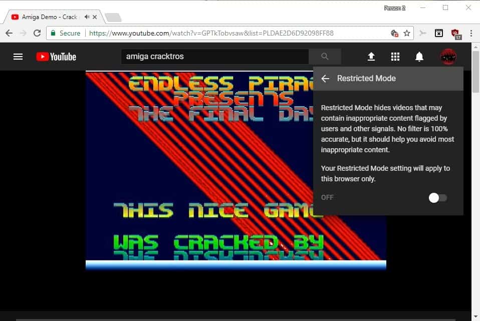 youtube enable disable restricted mode