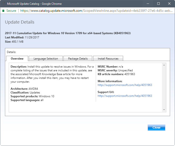 Microsoft releases KB4051963, KB4052342, KB4055237 and KB4054022 for Windows 10 version 1709