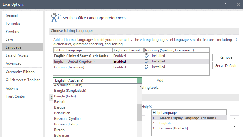 Office add editing language