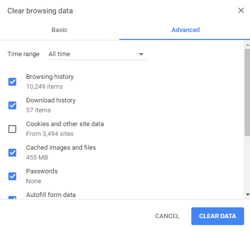 Chrome's new Clear Browsing Data Dialog is more complex
