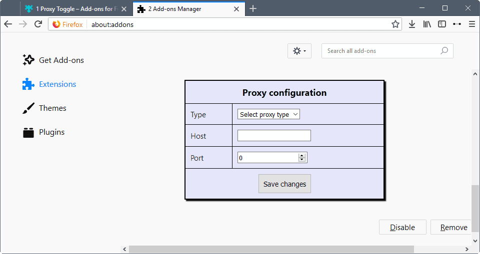 firefox proxy toggle