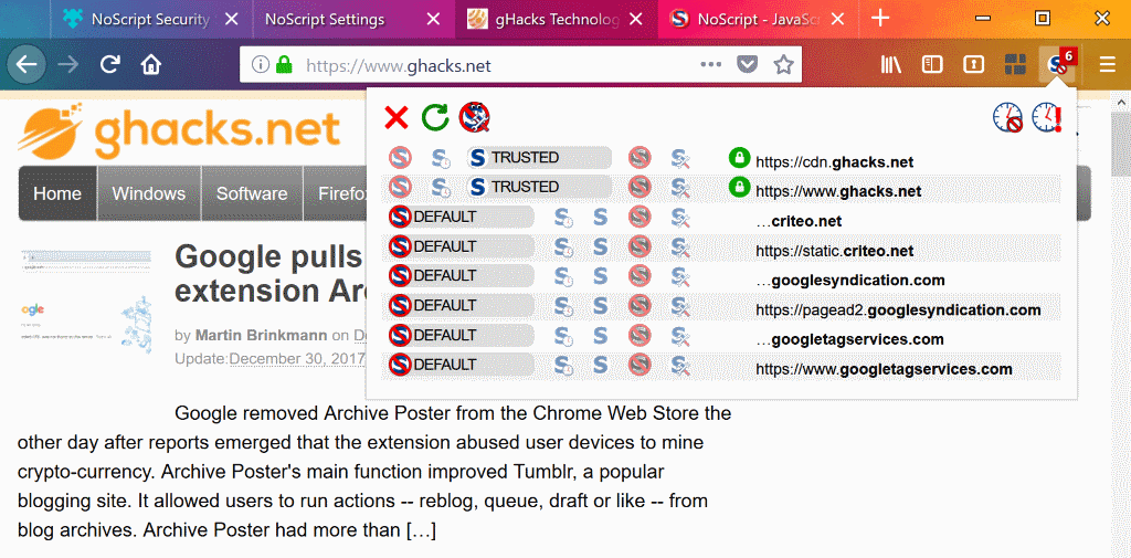 noscript webextension interface improvements