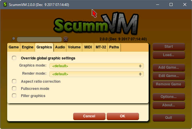 scummvm configuration