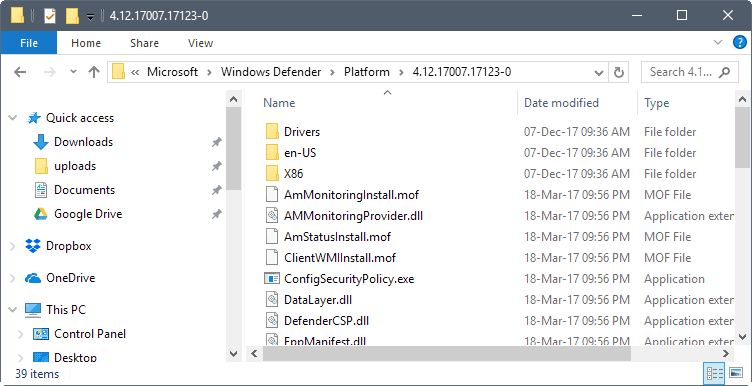 windows defender new paths