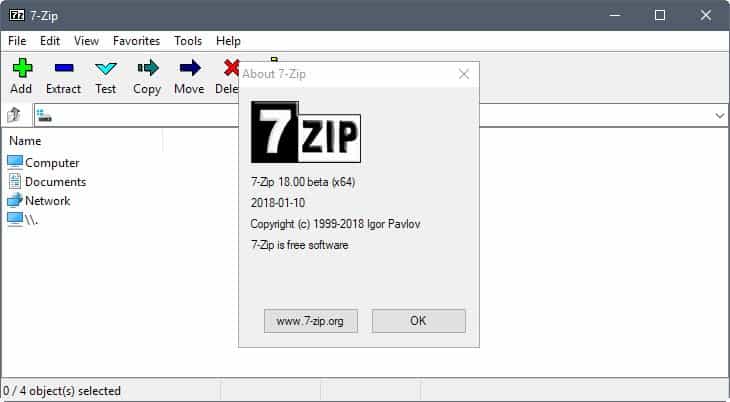 7-Zip 18.01 final is out