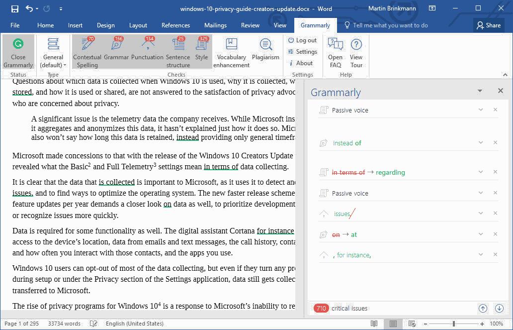 grammarly premium microsoft word free