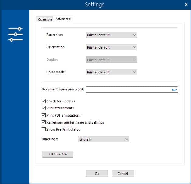 print conductor settings