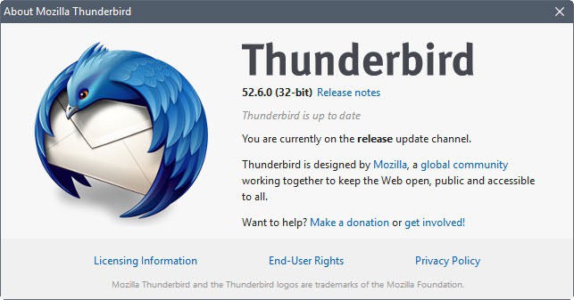 thunderbird 52.6.0
