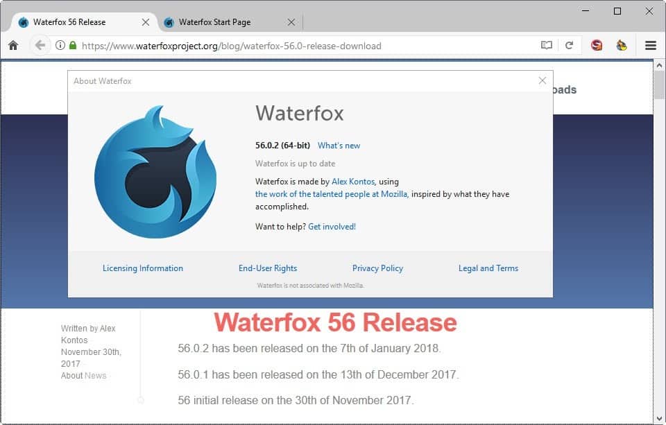 Waterfox 56.2.10 Download