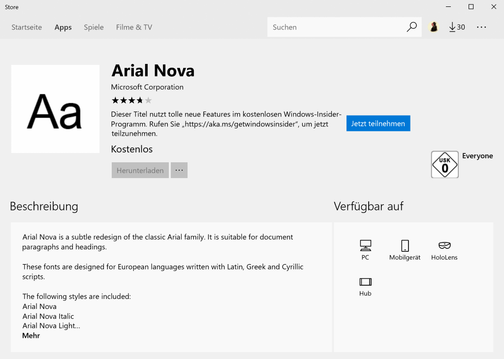 Microsoft moves Fonts management to Settings and downloads to Store