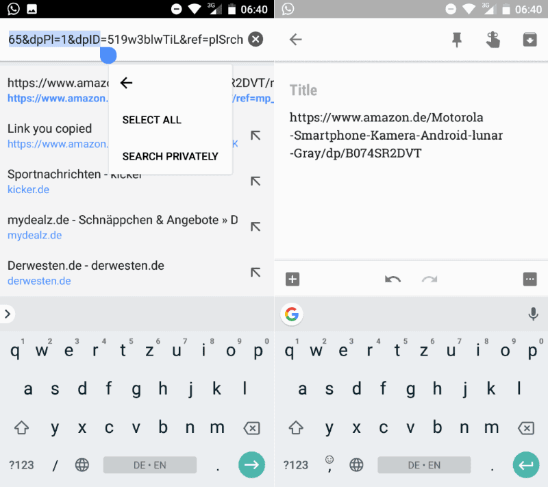 Chrome 64 condivisione collegamento Android