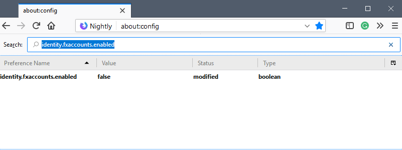 firefox disable sync identity.fxaccounts.enabled