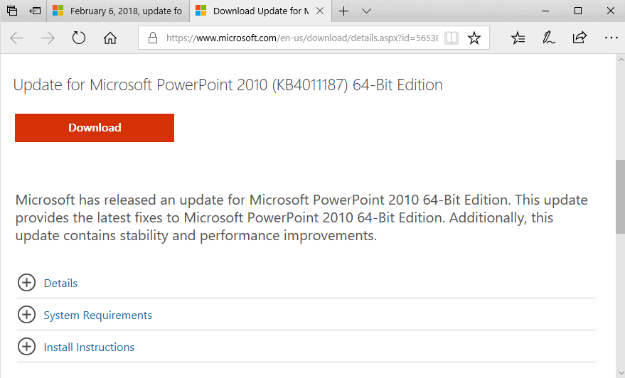 Microsoft Office Februar 2018 Updates