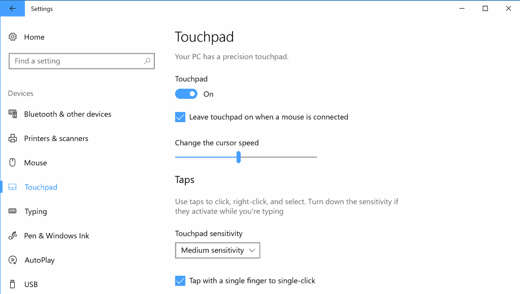 windows 10 touchpad mouse