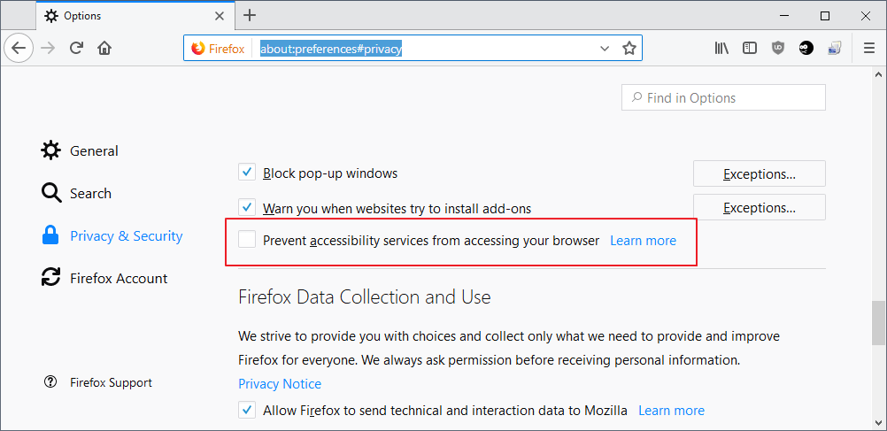 firefox accessibility