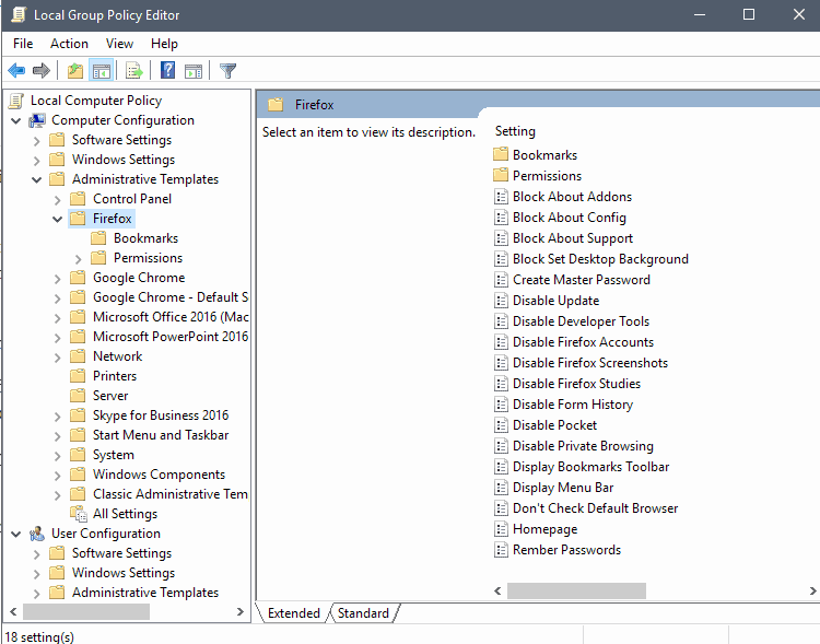Firefox 60 ships with Windows Group Policy Support