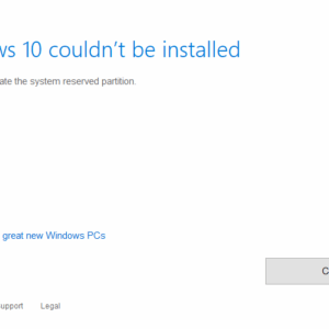 windows 10 couldnt be installed