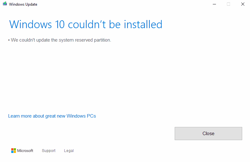 Windows 10 couldn