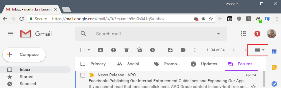 gmail interface issues