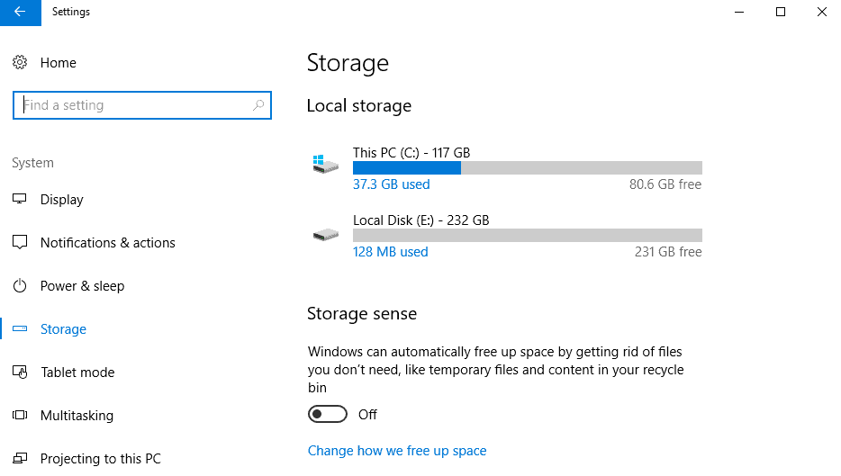 storage sense