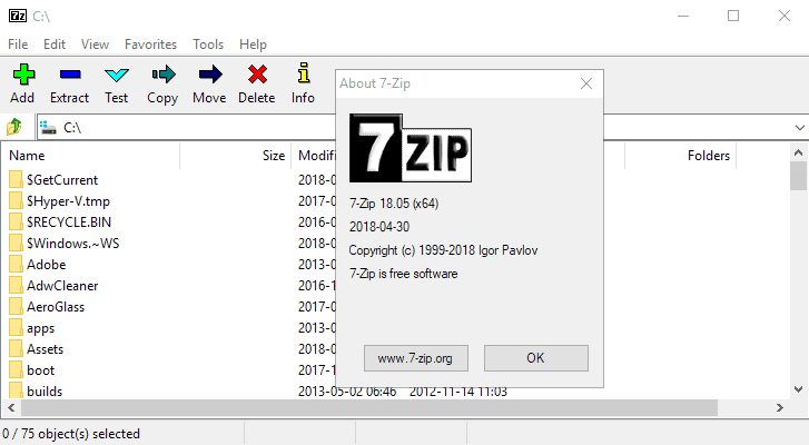 7-zip 18.05