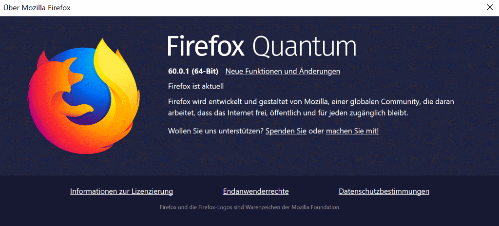 Mozilla Firefox 60.0.1 release information
