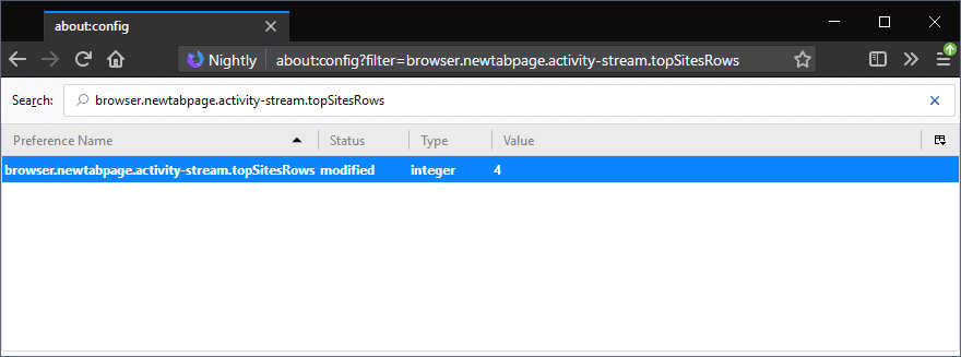 firefox browser.newtabpage.activity-stream.topSitesRows