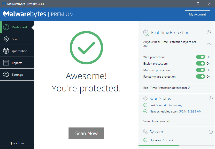 Resultado de imagen para malwarebytes 3.5.1