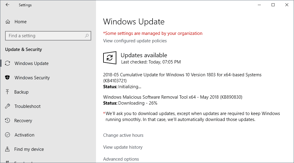 microsoft windows may 2018 updates security