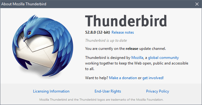 thunderbird 52.8.0