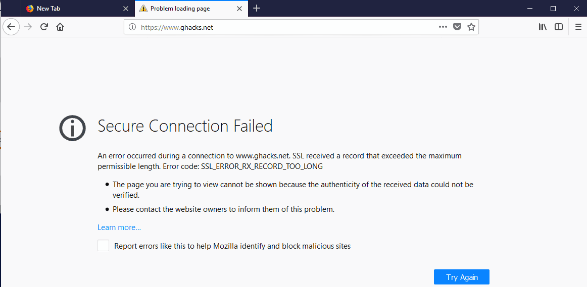 Firefox 61 Fix Secure Connection Failed Ghacks Tech News - roblox error code 524 fix