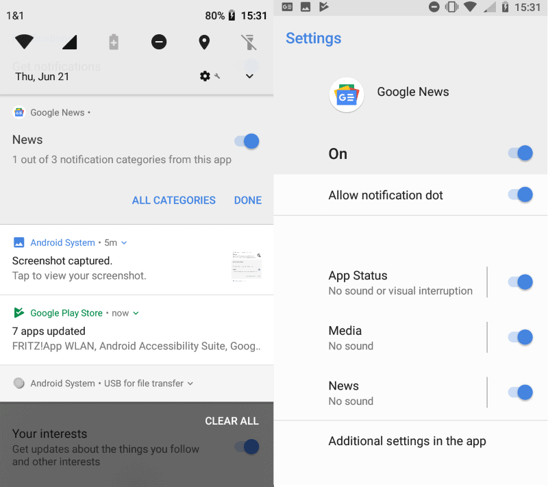 google news android notifications