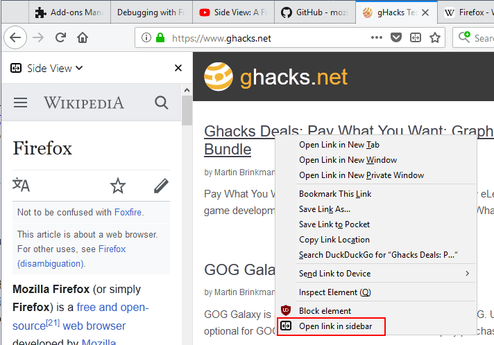 open link sidebar firefox