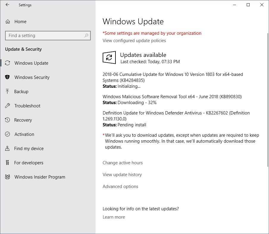 windows updates june 2018