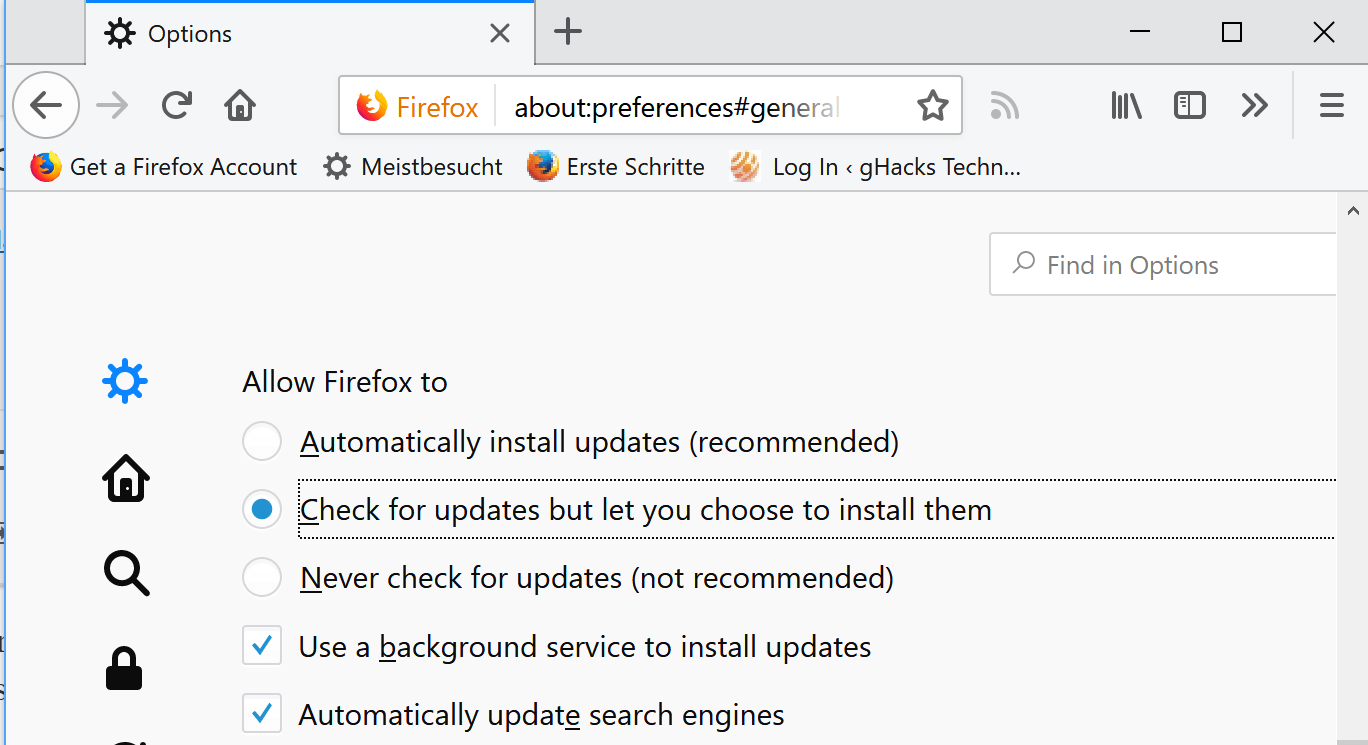 firefox updates options