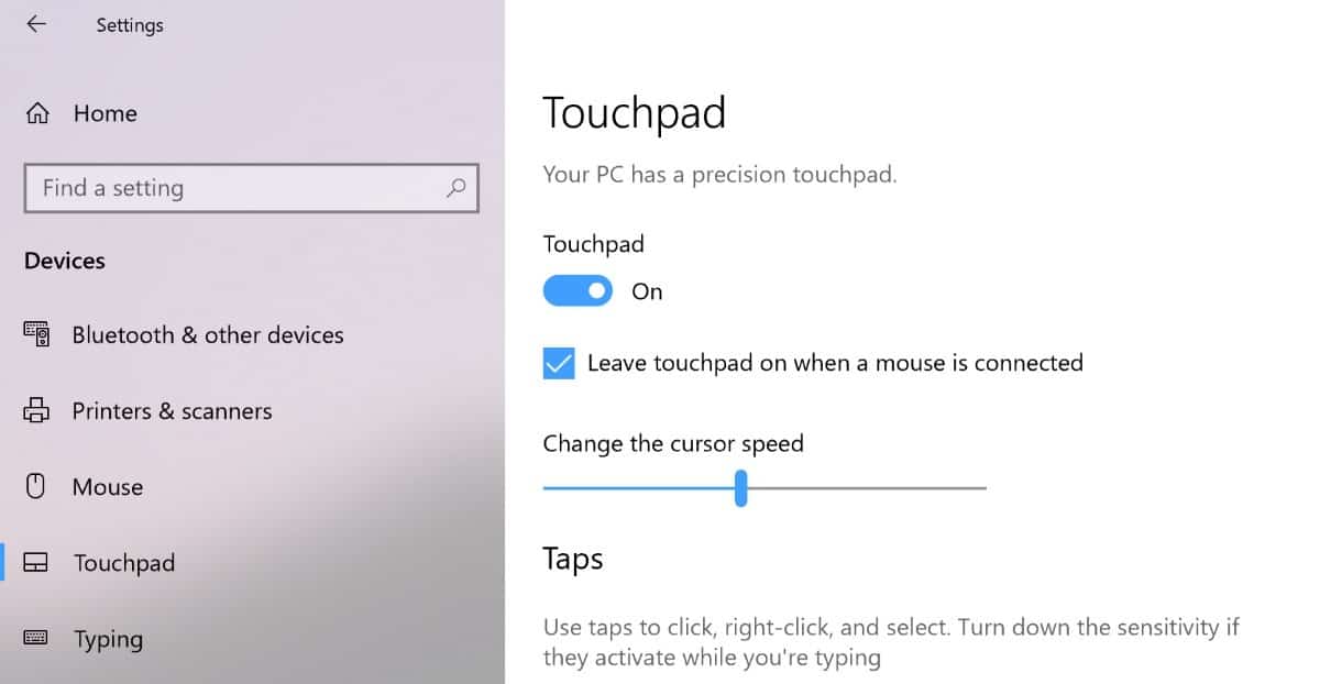 surface pro touchpad