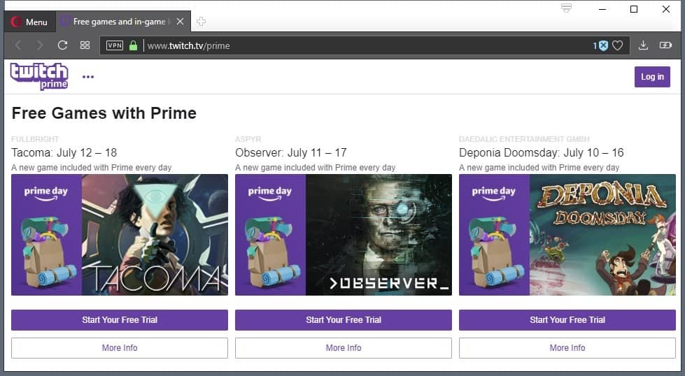 twitch prime july 2018