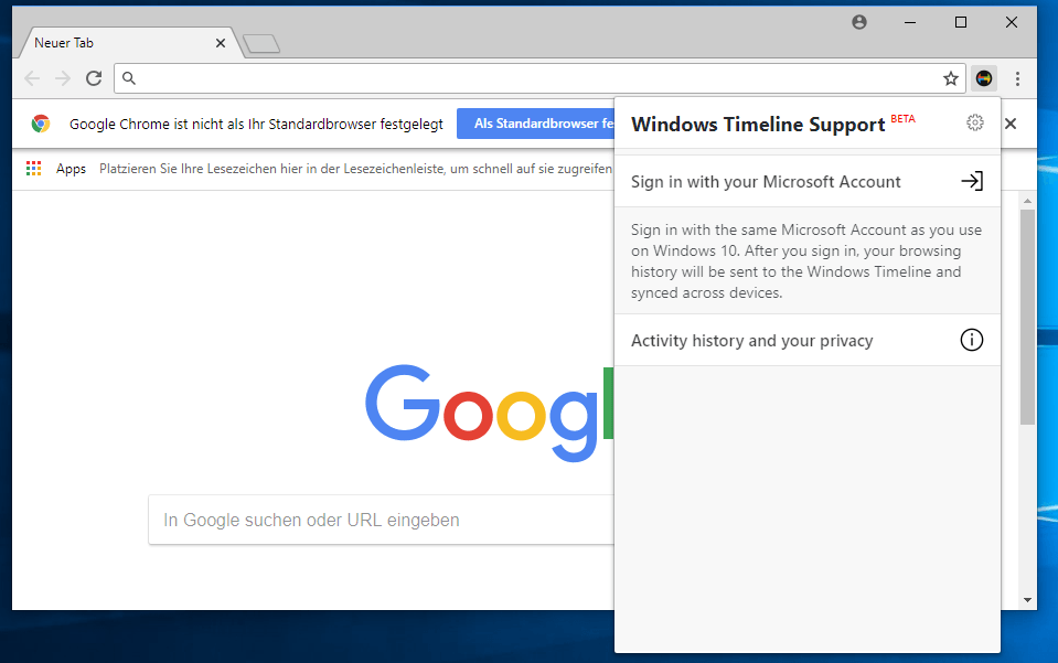 windows timeline chrome