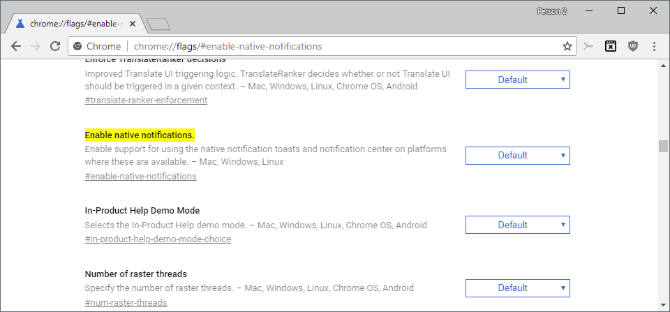 chrome enable native notifications